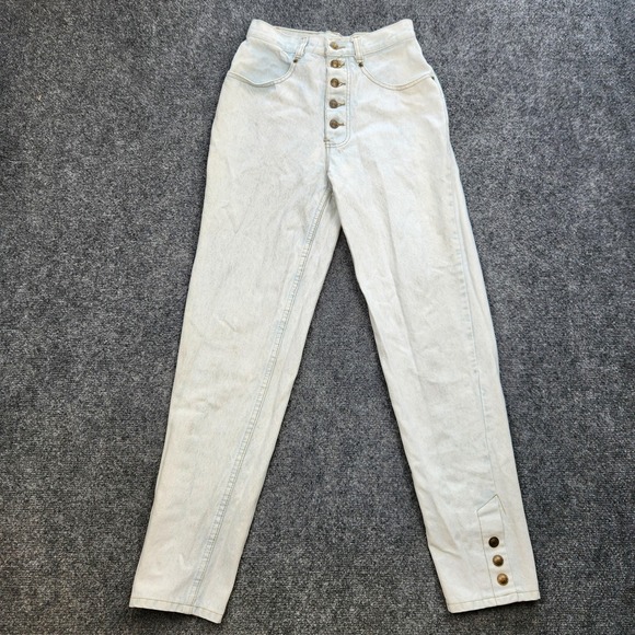 Vintage Lawman Jeans Womens 7 Light Wash High Rise Tapered Button Fly 90s Denim - Picture 1 of 16